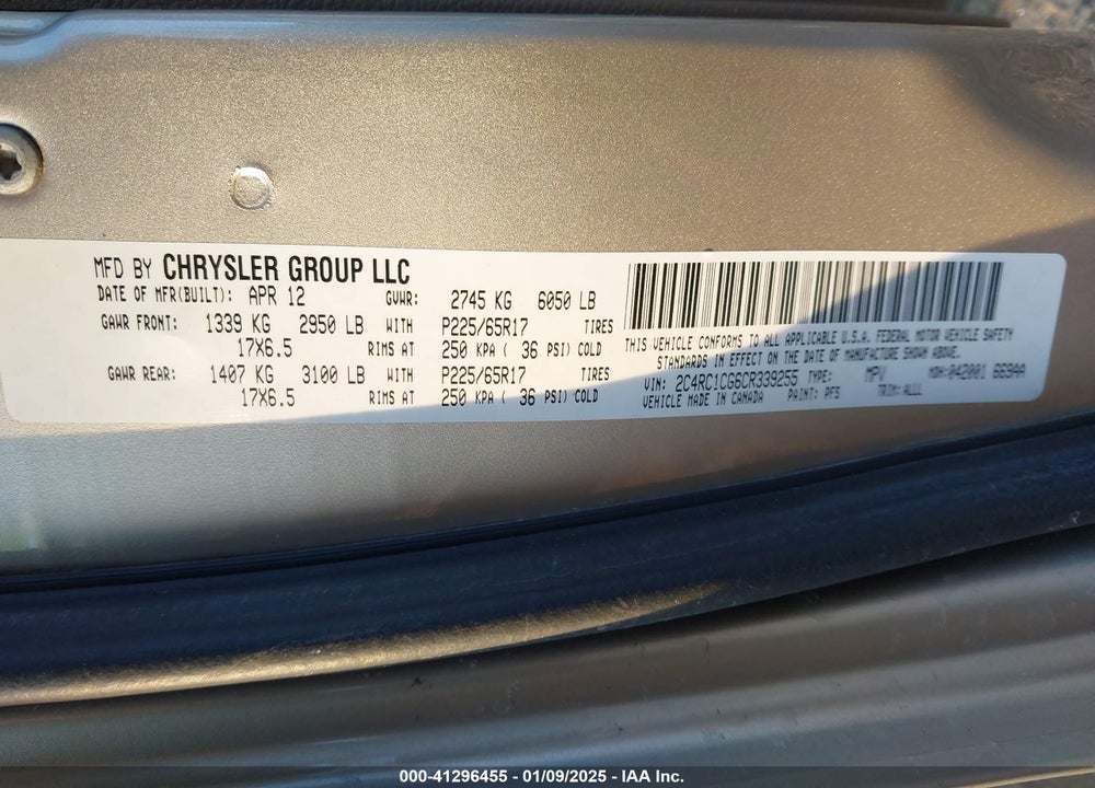 2012 CHRYSLER TOWN & COUNTRY TOURING-L VIN: 2C4RC1CG6CR339255