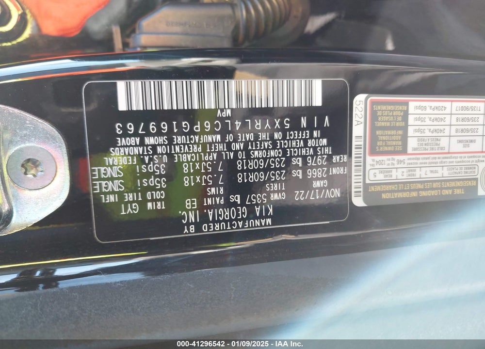 2023 KIA SORENTO S VIN: 5XYRL4LC6PG169763