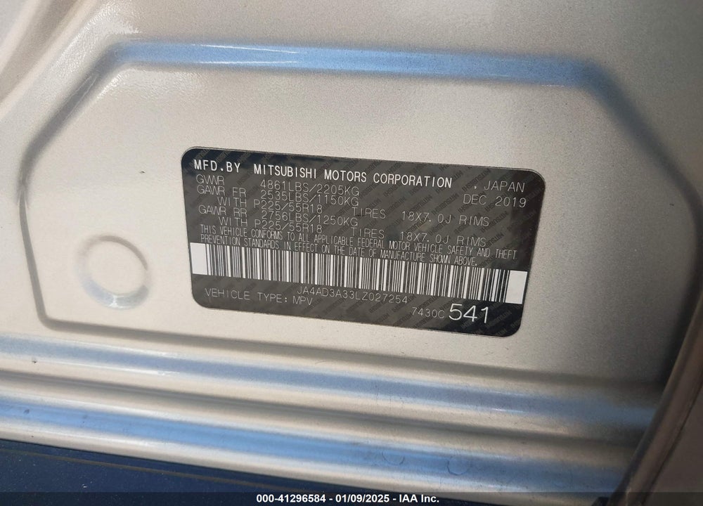 2020 MITSUBISHI OUTLANDER SEL 2.4 VIN: JA4AD3A33LZ027254