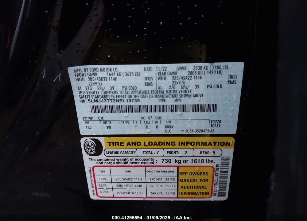2022 LINCOLN NAVIGATOR BLACK LABEL L VIN: 5LMJJ3TT2NEL13739