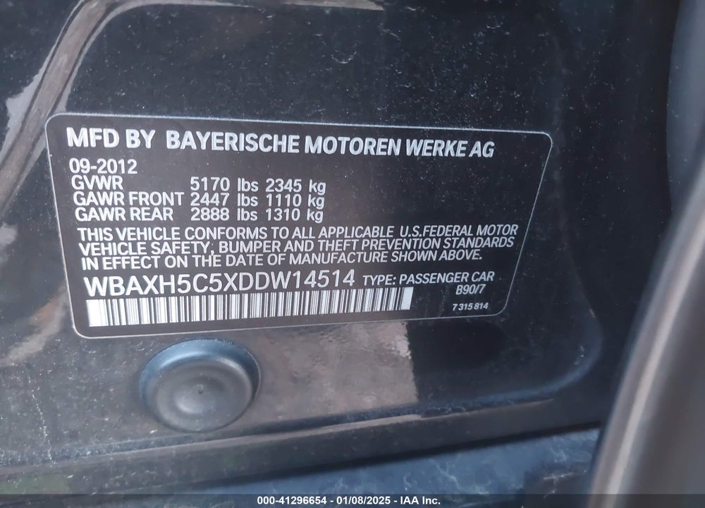2013 BMW 528I XDRIVE VIN: WBAXH5C5XDDW14514