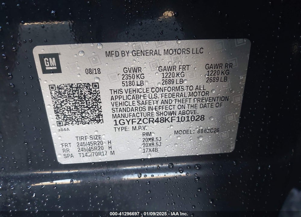 2019 CADILLAC XT4 PREMIUM LUXURY VIN: 1GYFZCR48KF101028