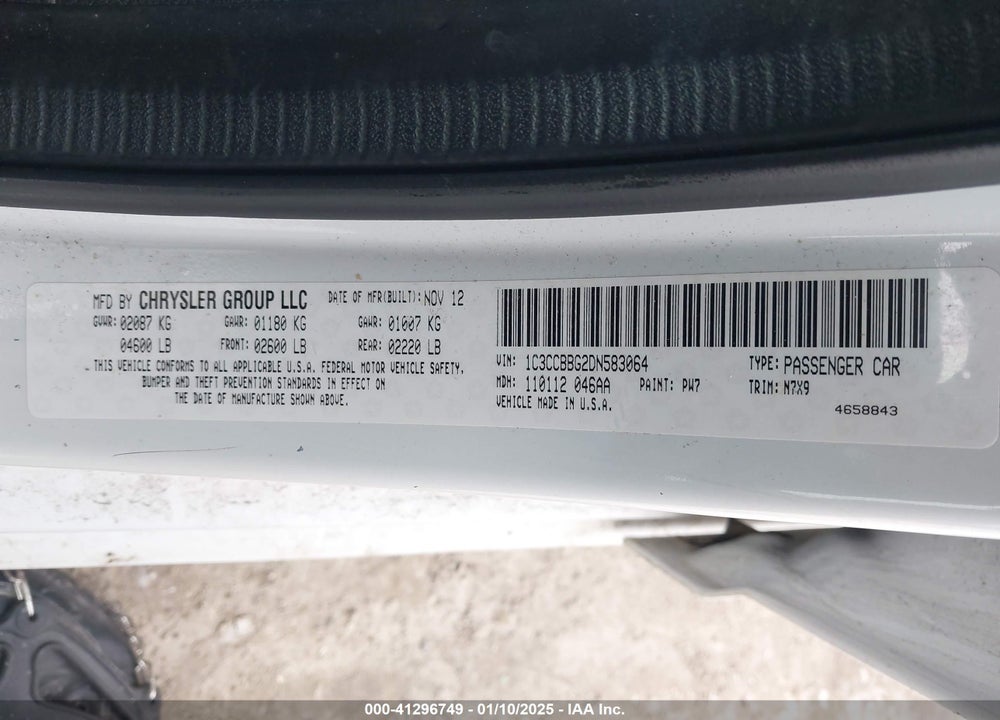 2013 CHRYSLER 200 VIN: 1C3CCBBG2DN583064