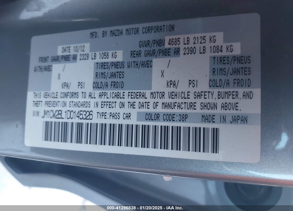 2013 MAZDA 5 SPORT VIN: JM1CW2BL1D0145326