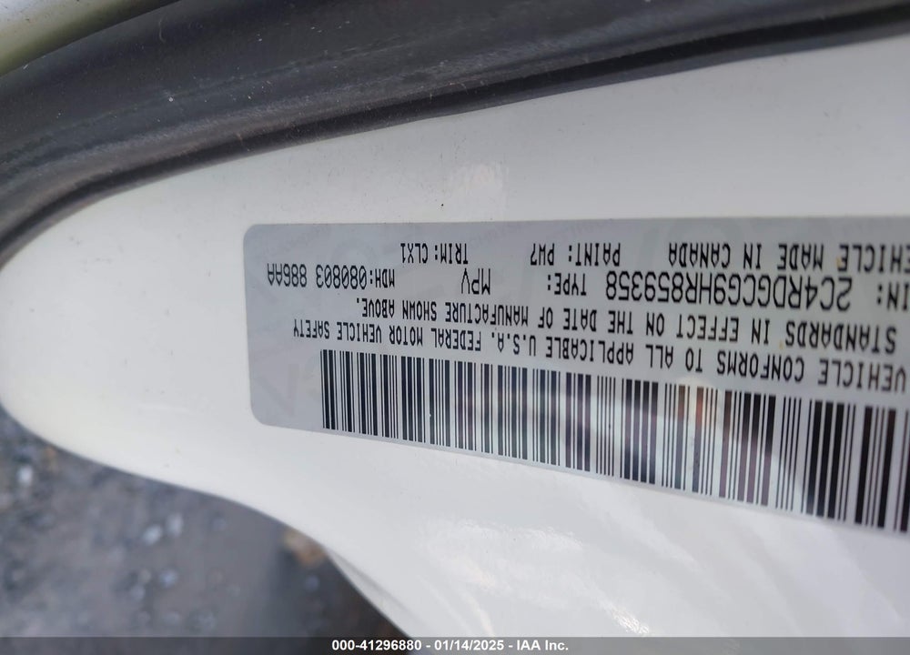 2017 DODGE GRAND CARAVAN SXT VIN: 2C4RDGCG9HR859358