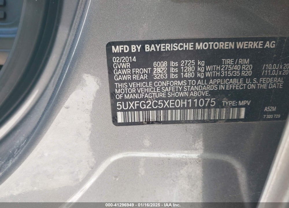 2014 BMW X6 XDRIVE35I VIN: 5UXFG2C5XE0H11075