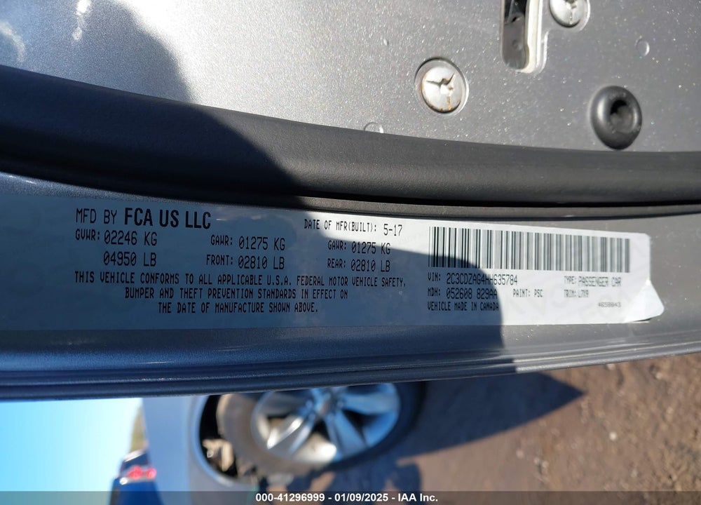 2017 DODGE CHALLENGER VIN: 2C3CDZAG4HH635784