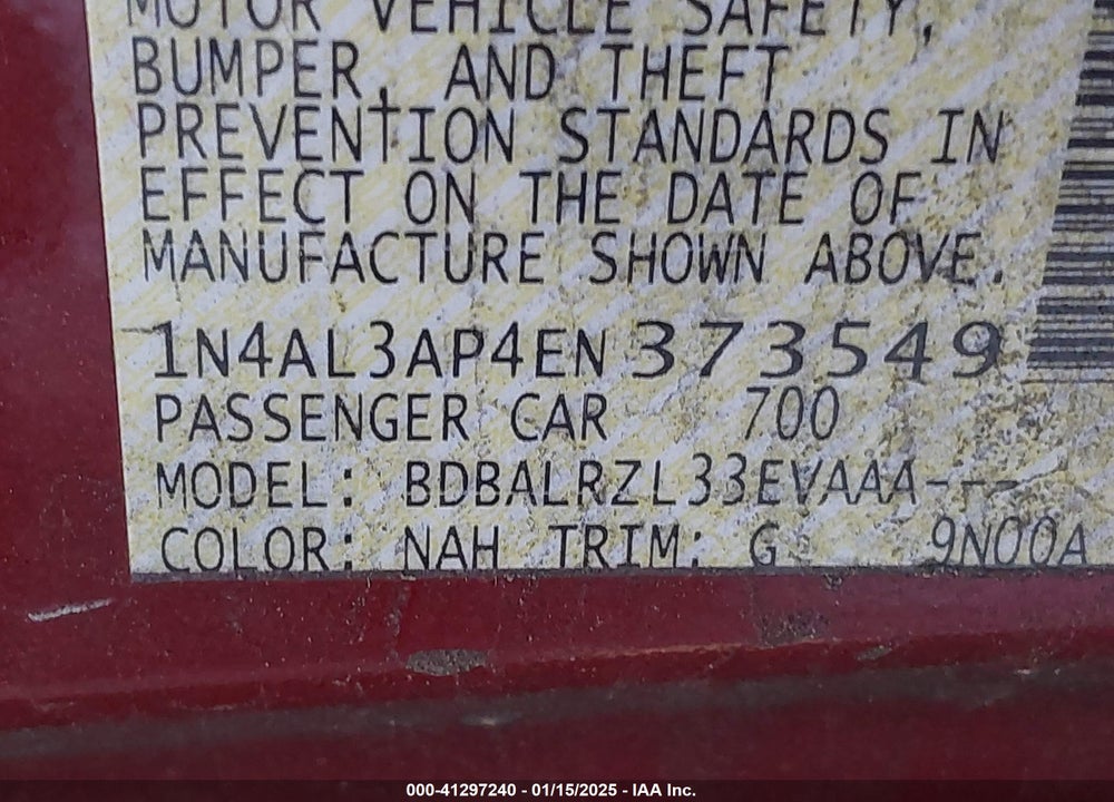 2014 NISSAN ALTIMA VIN: 1N4AL3AP4EN373549