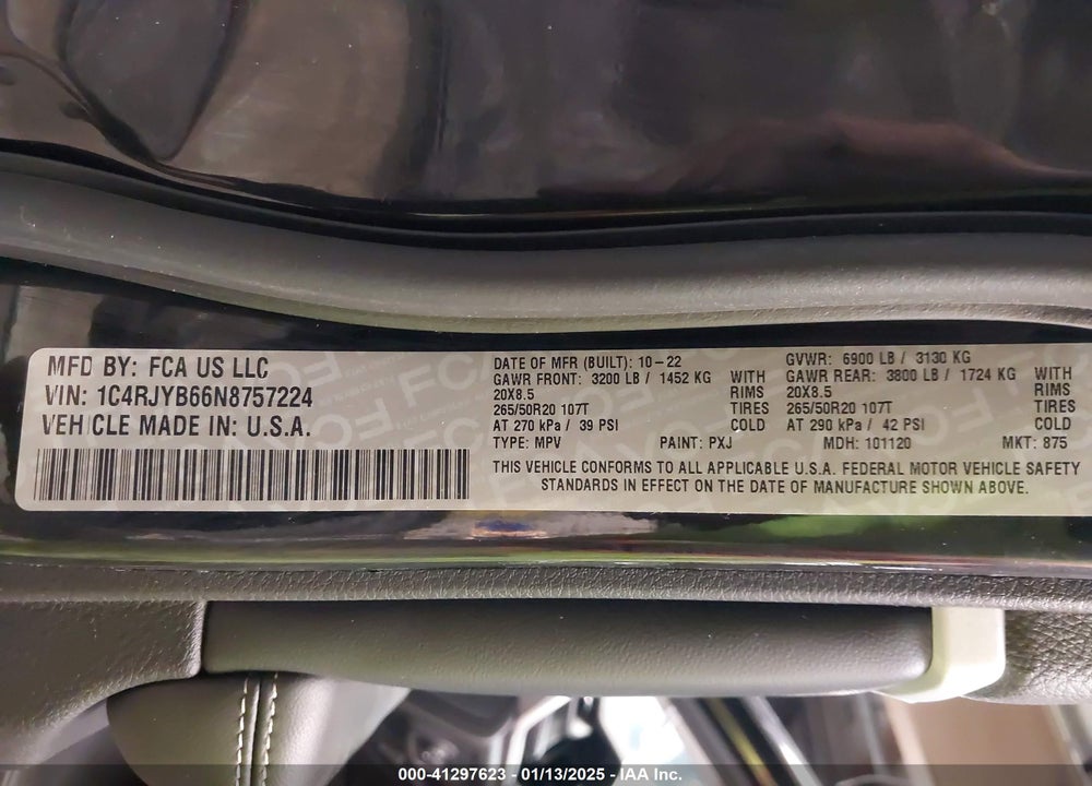 2022 JEEP GRAND CHEROKEE 4XE LIMITED 4X4 VIN: 1C4RJYB66N8757224