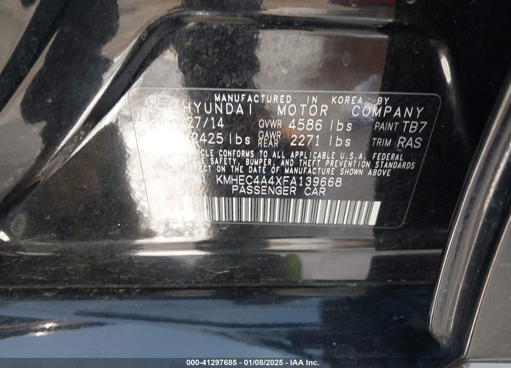 2015 HYUNDAI SONATA HYBRID VIN: KMHEC4A4XFA139668