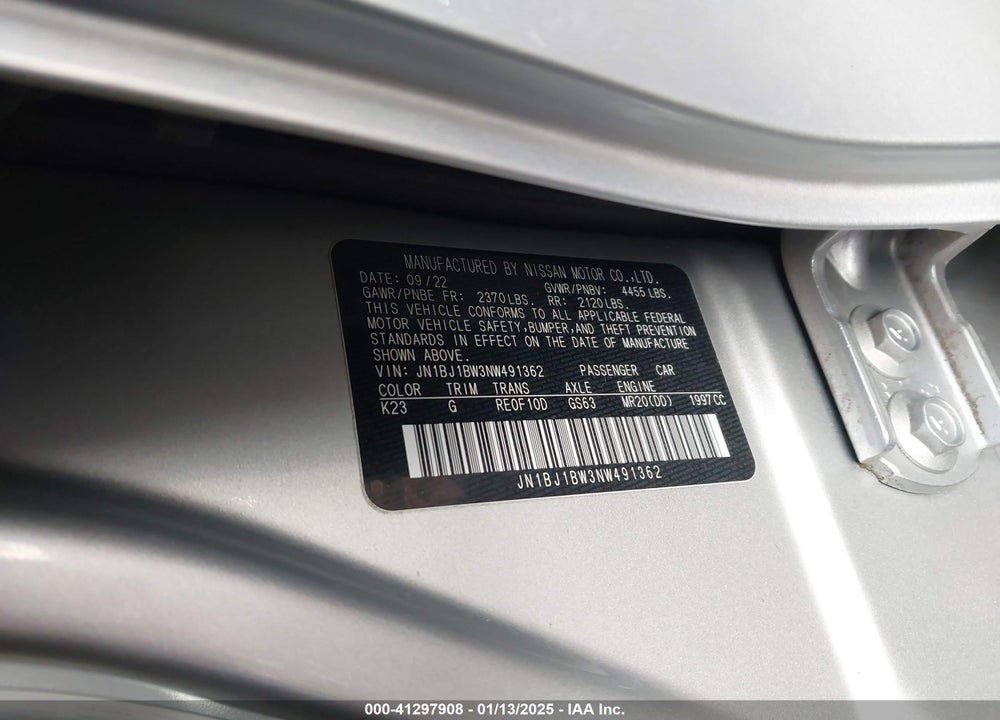 2022 NISSAN ROGUE SPORT SV AWD XTRONIC CVT VIN: JN1BJ1BW3NW491362