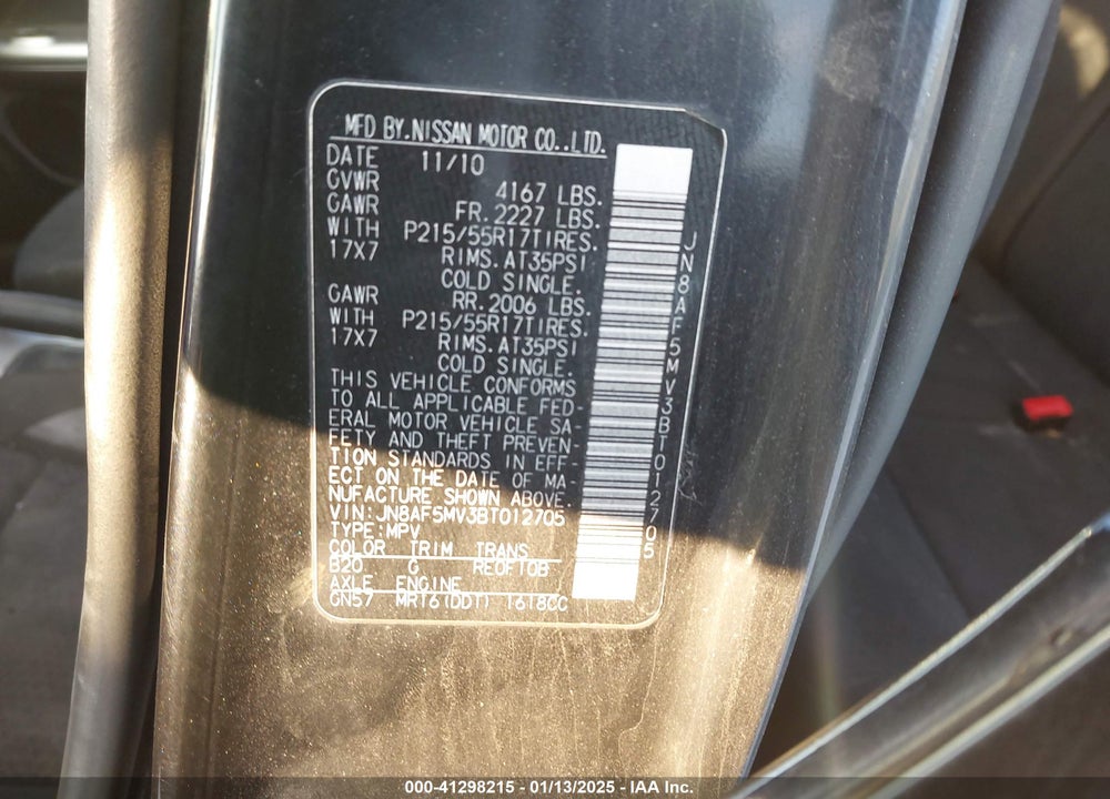 2011 NISSAN JUKE SV VIN: JN8AF5MV3BT012705