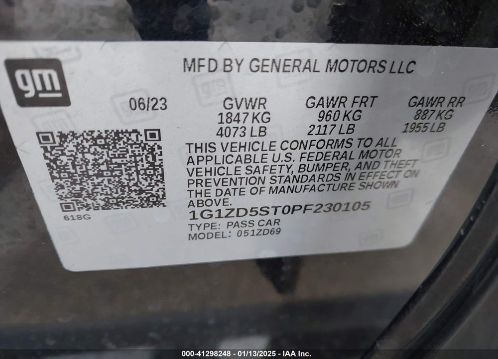 2023 CHEVROLET MALIBU FWD 1LT VIN: 1G1ZD5ST0PF230105