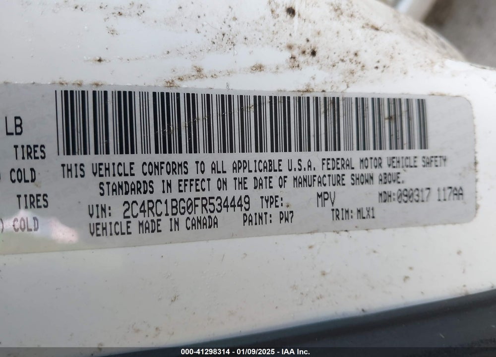 2015 CHRYSLER TOWN & COUNTRY TOURING VIN: 2C4RC1BG0FR534449