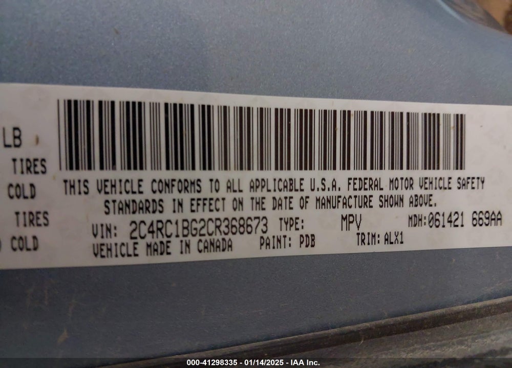 2012 CHRYSLER TOWN & COUNTRY TOURING VIN: 2C4RC1BG2CR368673