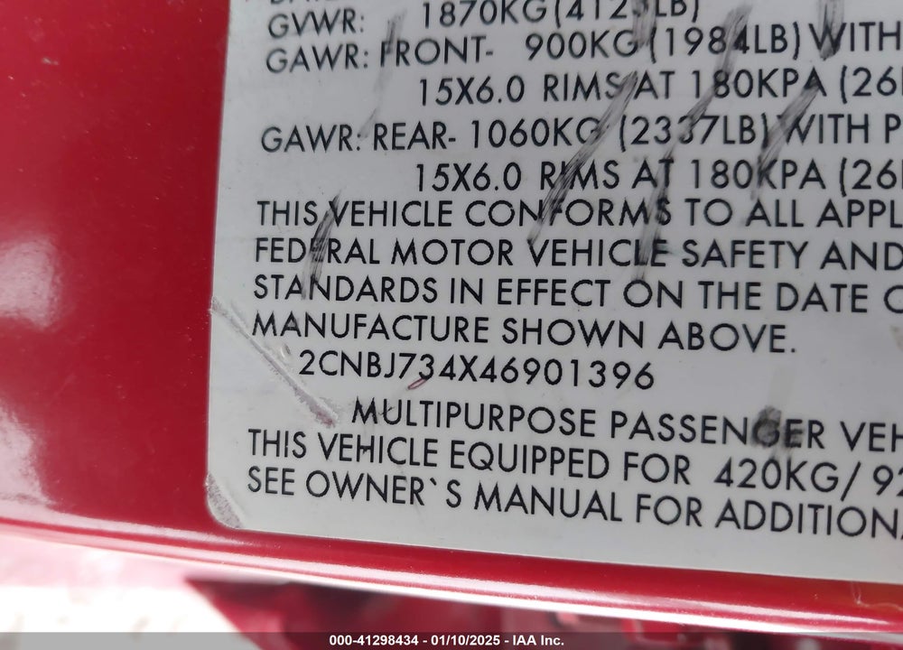 2004 CHEVROLET TRACKER ZR2 VIN: 2CNBJ734X46901396