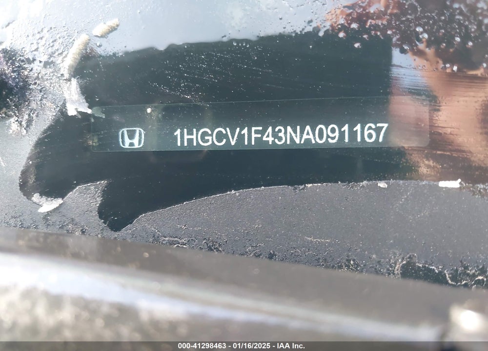 2022 HONDA ACCORD VIN: 1HGCV1F43NA091167