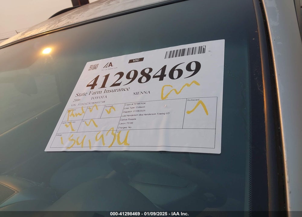2006 TOYOTA SIENNA CE VIN: 5TDZA23C06S411748