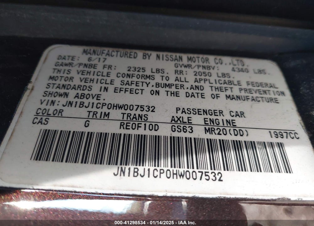 2017 NISSAN ROGUE SPORT SV VIN: JN1BJ1CP0HW007532