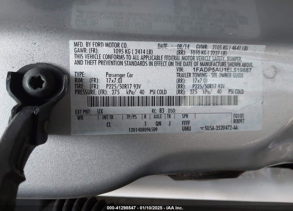 2014 FORD C-MAX VIN: 1FADP5AU1EL519887