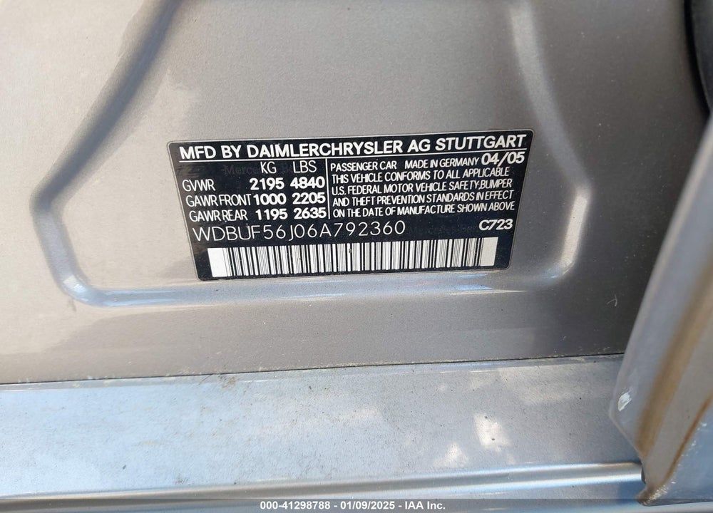 2006 MERCEDES-BENZ E 350 VIN: WDBUF56J06A792360