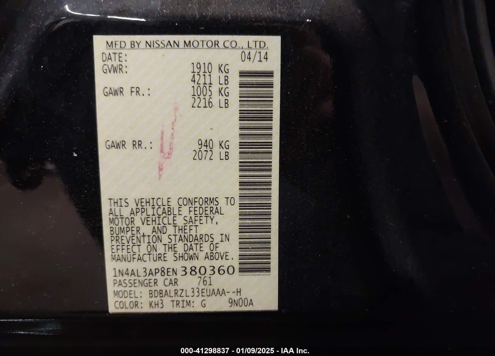 2014 NISSAN ALTIMA VIN: 1N4AL3AP8EN380360