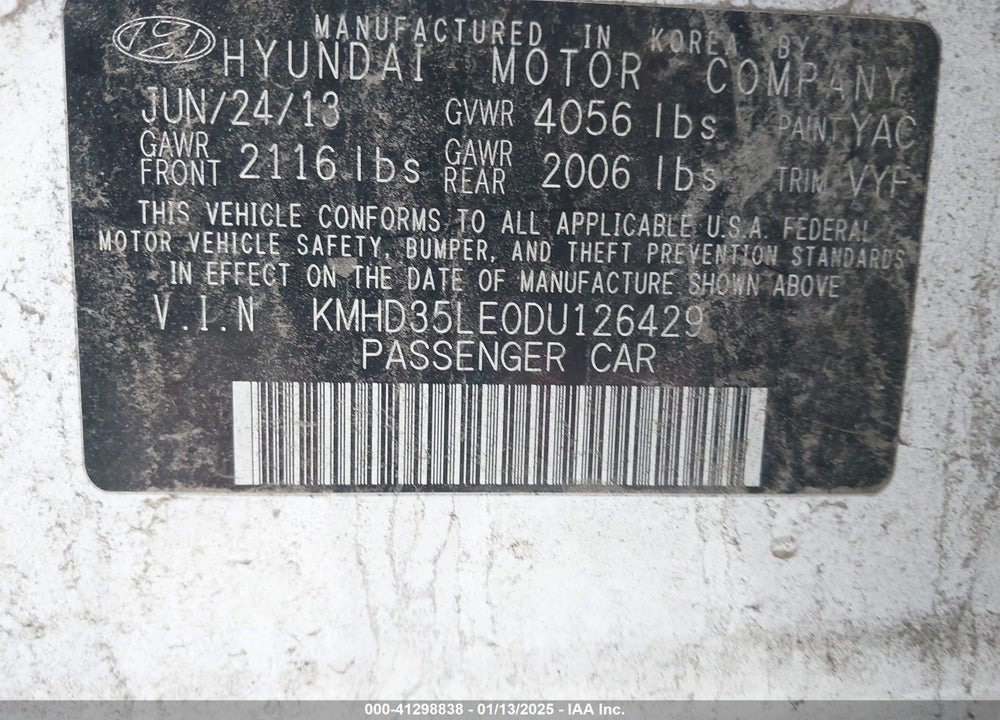 2013 HYUNDAI ELANTRA GT VIN: KMHD35LE0DU126429