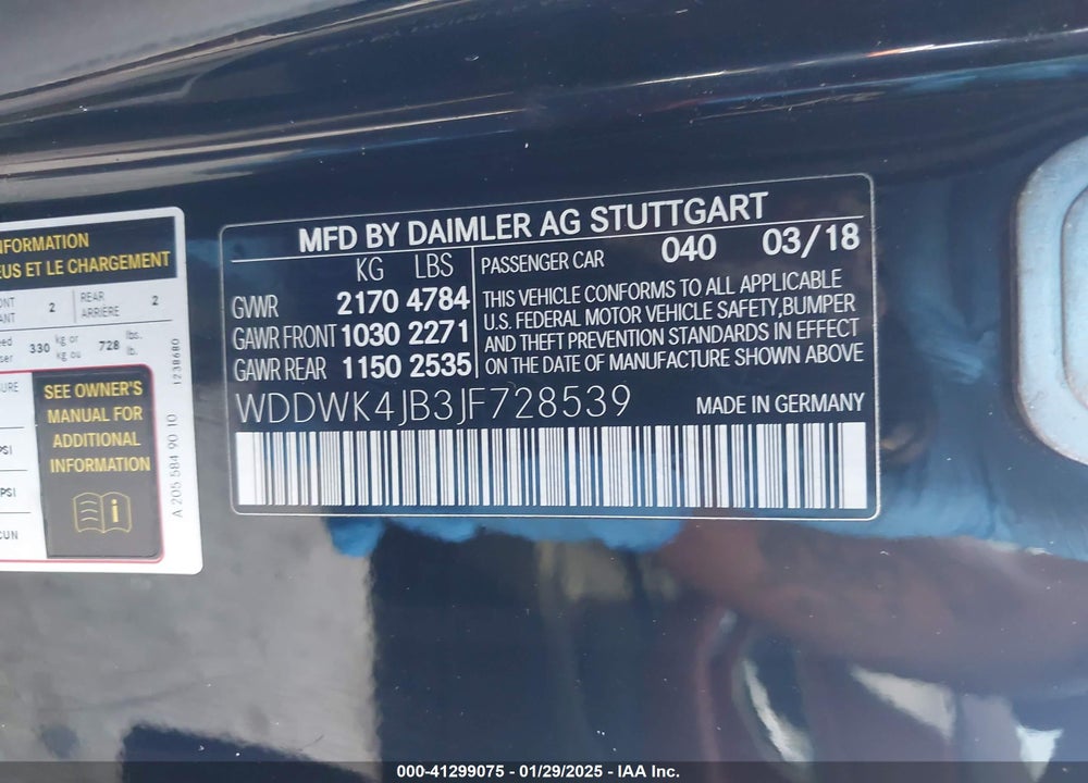 2018 MERCEDES-BENZ C 300 VIN: WDDWK4JB3JF728539
