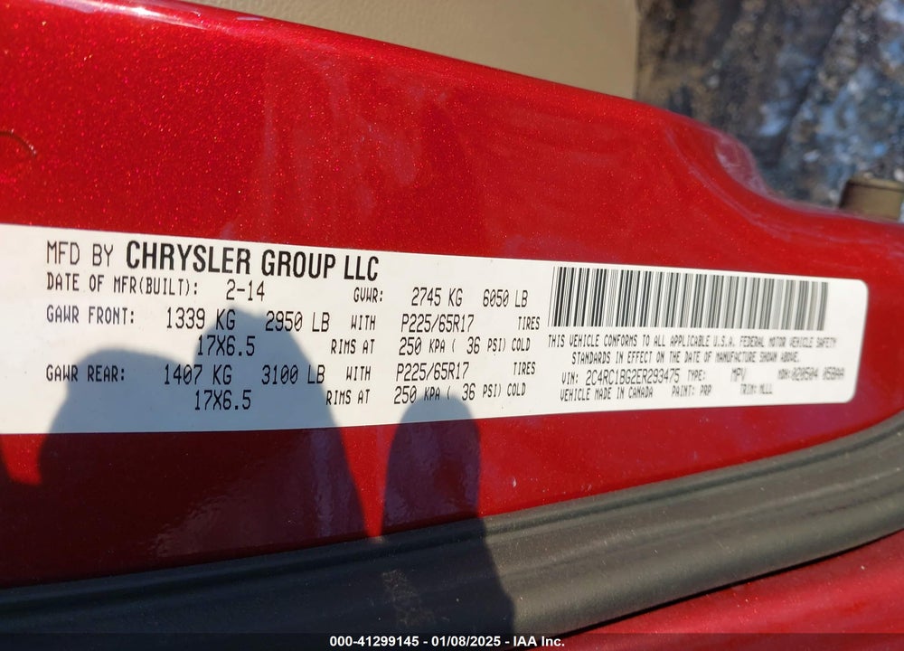 2014 CHRYSLER TOWN & COUNTRY TOURING VIN: 2C4RC1BG2ER293475