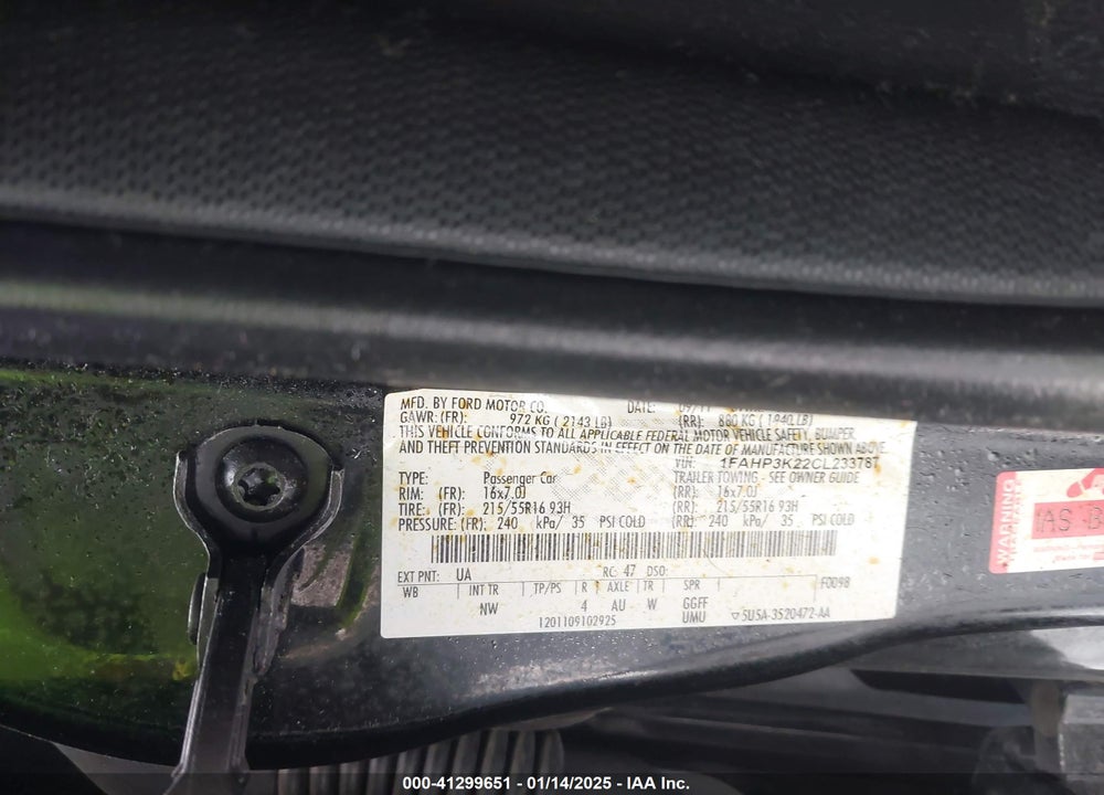 2012 FORD FOCUS SE VIN: 1FAHP3K22CL233787