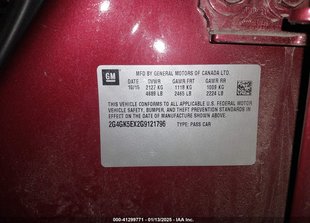 2016 BUICK REGAL VIN: 2G4GK5EX2G9121796
