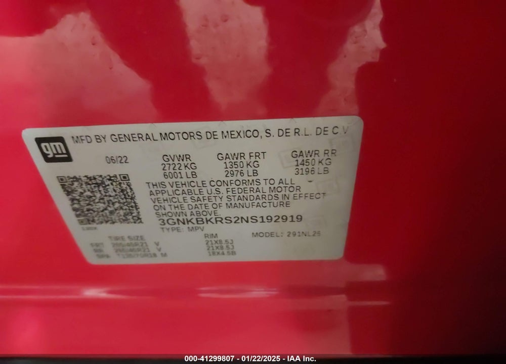 2022 CHEVROLET BLAZER AWD RS VIN: 3GNKBKRS2NS192919