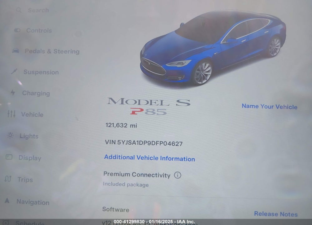 2013 TESLA MODEL S VIN: 5YJSA1DP9DFP04627
