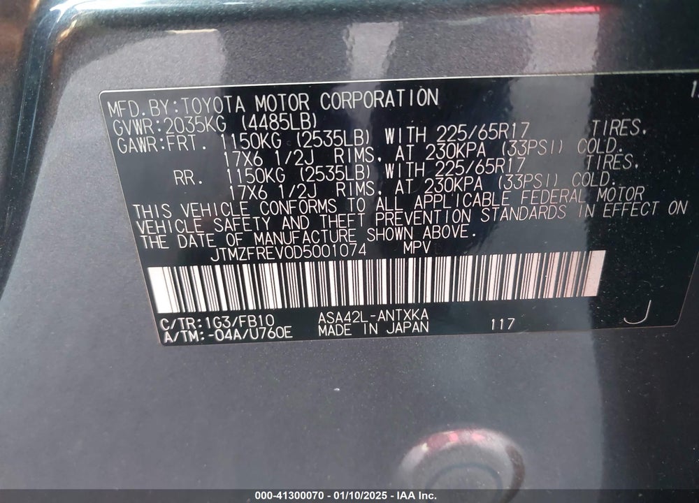 2013 TOYOTA RAV4 LE VIN: JTMZFREV0D5001074