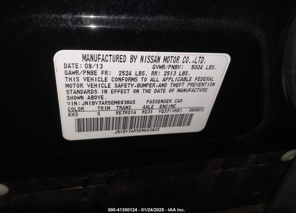 2014 INFINITI Q50 VIN: JN1BV7AR5EM693845