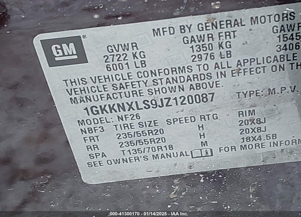 2018 GMC ACADIA DENALI VIN: 1GKKNXLS9JZ120087