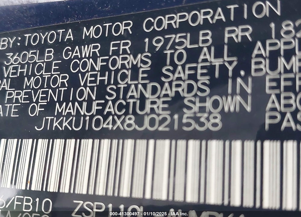 2008 SCION XD VIN: JTKKU104X8J021538