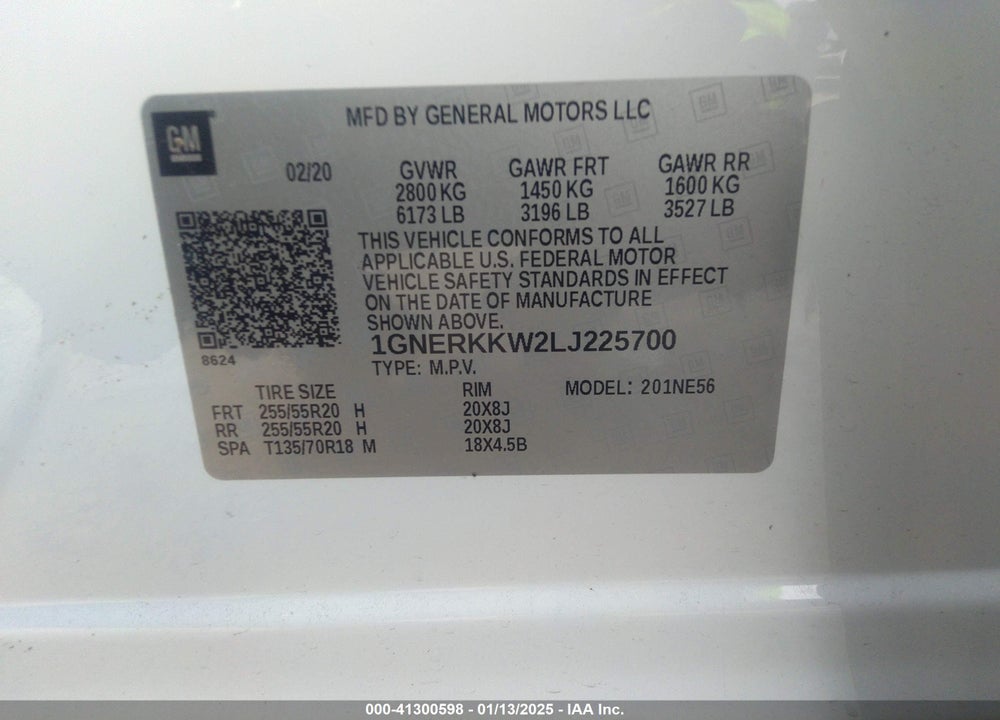 2020 CHEVROLET TRAVERSE FWD PREMIER VIN: 1GNERKKW2LJ225700