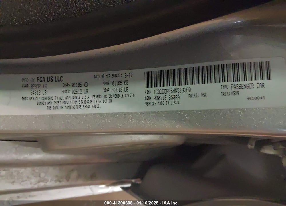 2017 CHRYSLER 200 TOURING VIN: 1C3CCCFB5HN503380