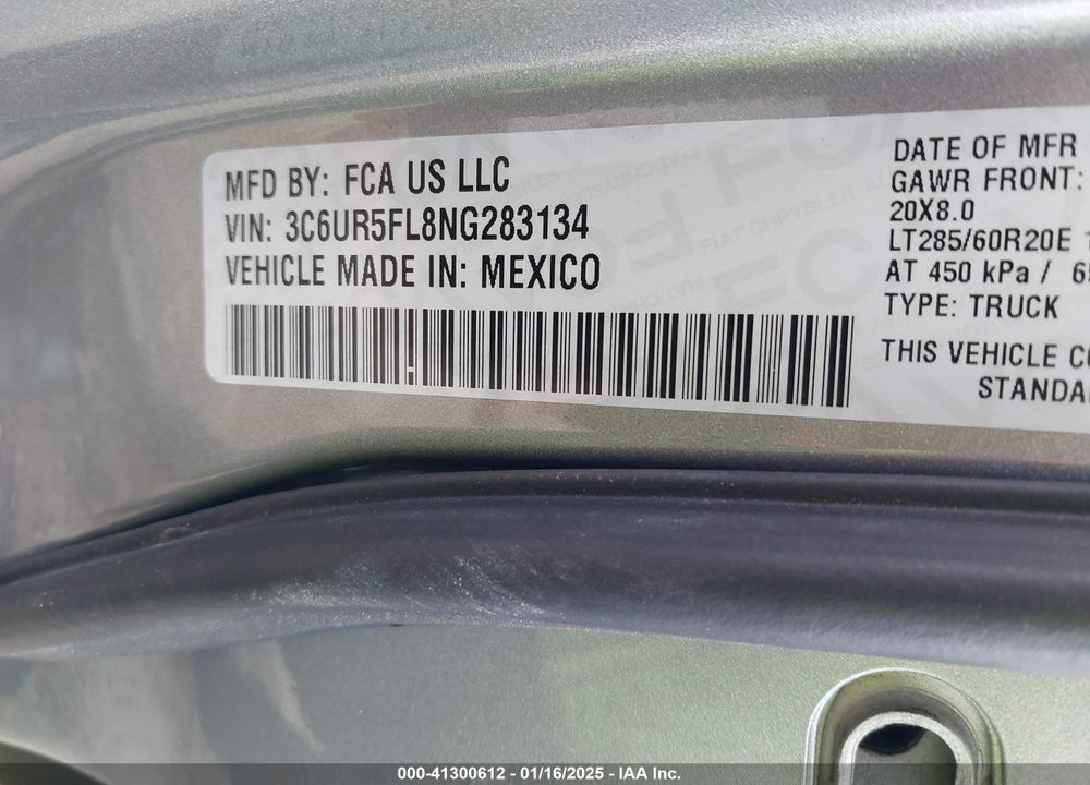 2022 RAM 2500 VIN: 3C6UR5FL8NG283134