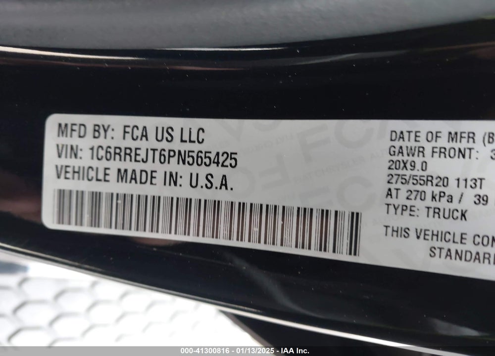 2023 RAM 1500 VIN: 1C6RREJT6PN565425