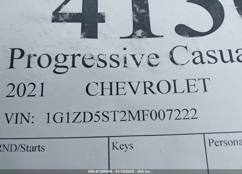 2021 CHEVROLET MALIBU VIN: 1G1ZD5ST2MF007222