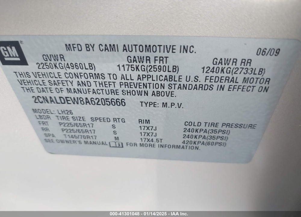 2010 CHEVROLET EQUINOX LT VIN: 2CNALDEW8A6205666