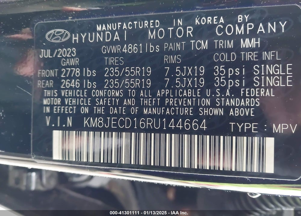 2024 HYUNDAI TUCSON HYBRID LIMITED VIN: KM8JECD16RU144664