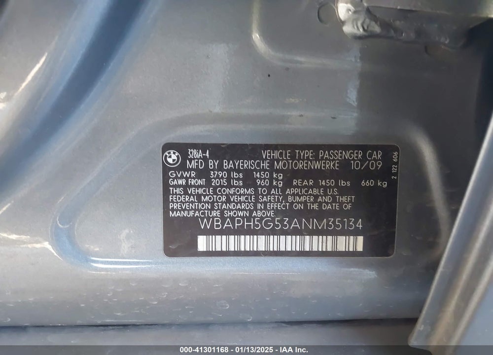 2010 BMW 328 VIN: WBAPH5G53ANM35134
