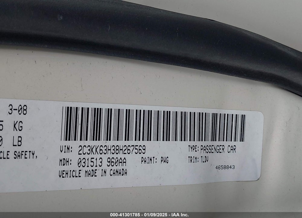 2008 CHRYSLER 300C VIN: 2C3KK63H38H267569