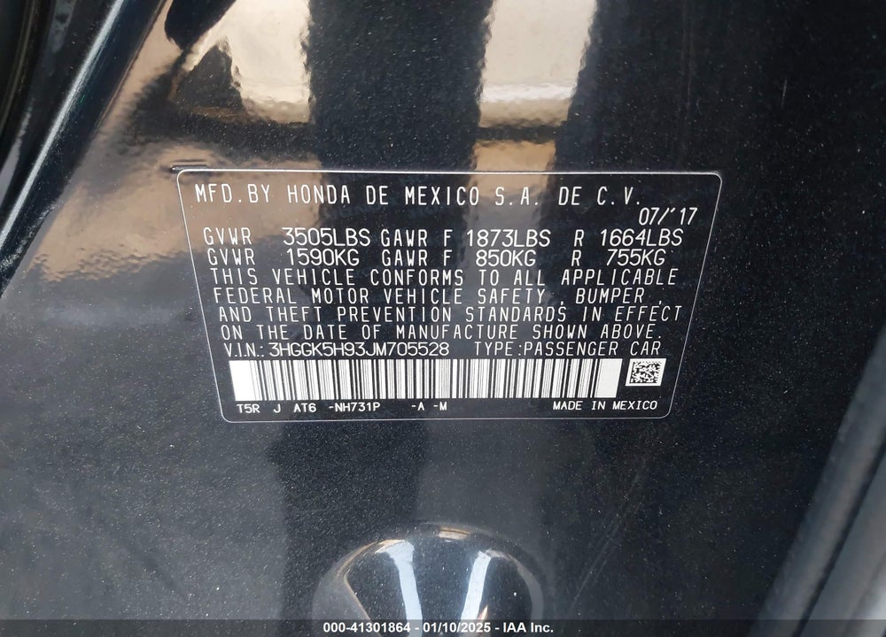 2018 HONDA FIT VIN: 3HGGK5H93JM705528