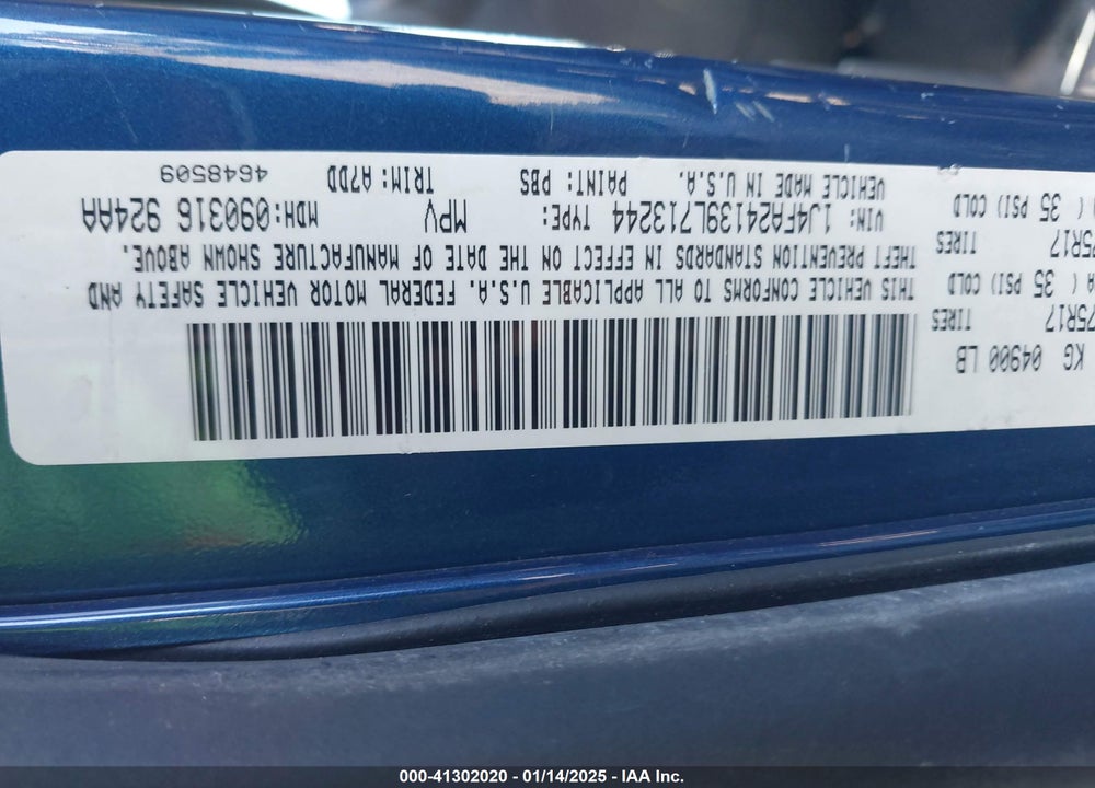 2009 JEEP WRANGLER X VIN: 1J4FA24139L713244