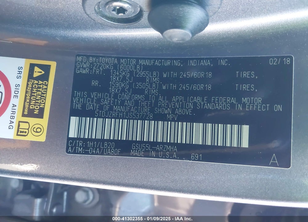 2018 TOYOTA HIGHLANDER XLE VIN: 5TDJZRFH1JS537728