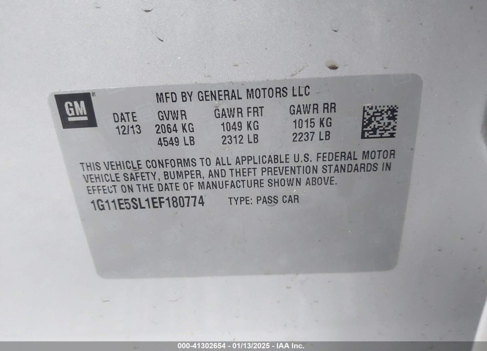 2014 CHEVROLET MALIBU LT VIN: 1G11E5SL1EF180774